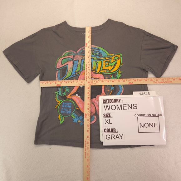 Rolling Stones Band Crew Neck Short Sleeve Graphic T Shirt Womens Size XL Gray - Picture 5 of 9